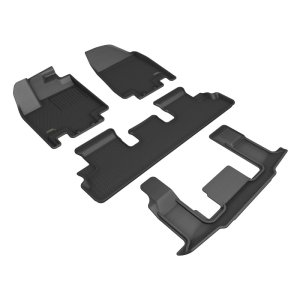 Nissan Pathfinder Floor Mat Set - Row 1/2/3 - 3D MAXpider - KAGU Series - Black - `22-`24